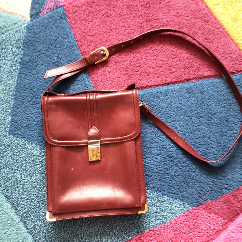 Vintage Burgundy Leather Shoulder Bag